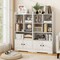 Costway Freestanding Bookshelf with Doors 2 Storage Cabinets and 5 Cubbies 2 Anti-tip Kits